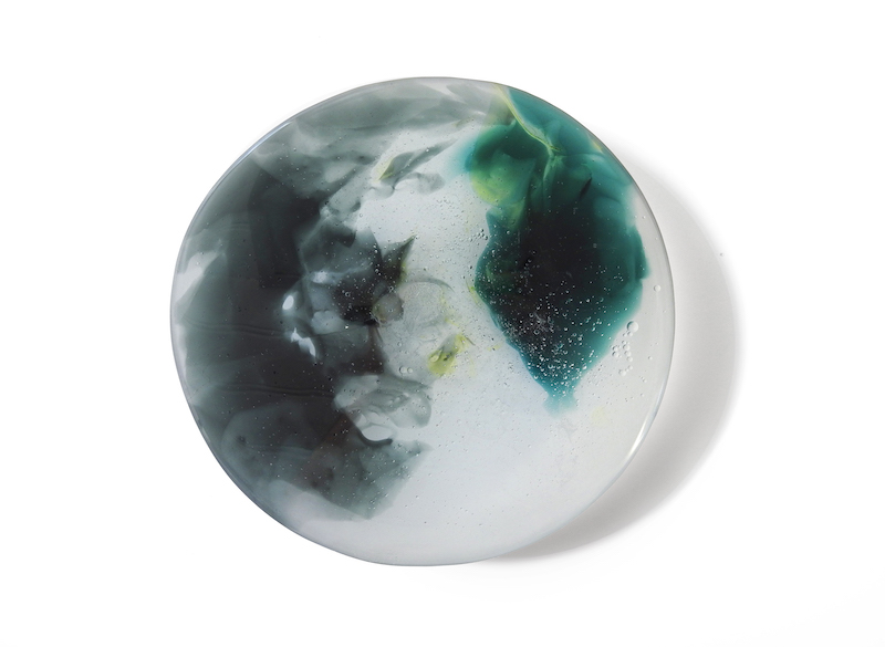 Solid liquid bowl clear & green & grey